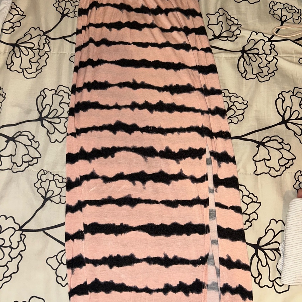 Pink and Black Striped Skirt